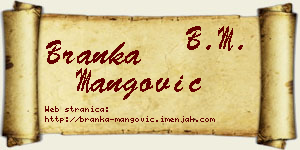 Branka Mangović vizit kartica